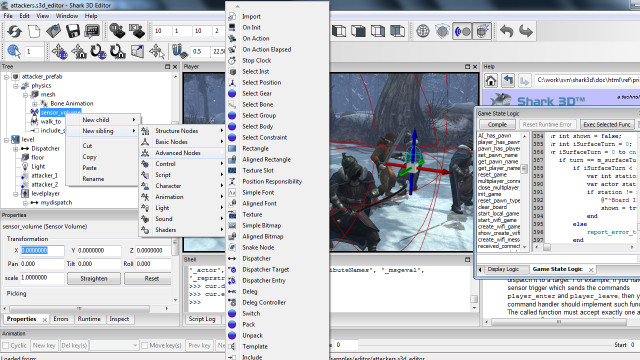Screenshot of the Shark 3D authoring editor